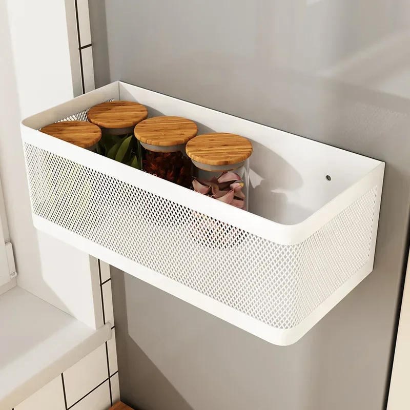 Magnetic Refrigerator Side Storage Rack Iron Space Saving Side Hanging Basket Kitchen Organizer Shelf Household Summary Holder