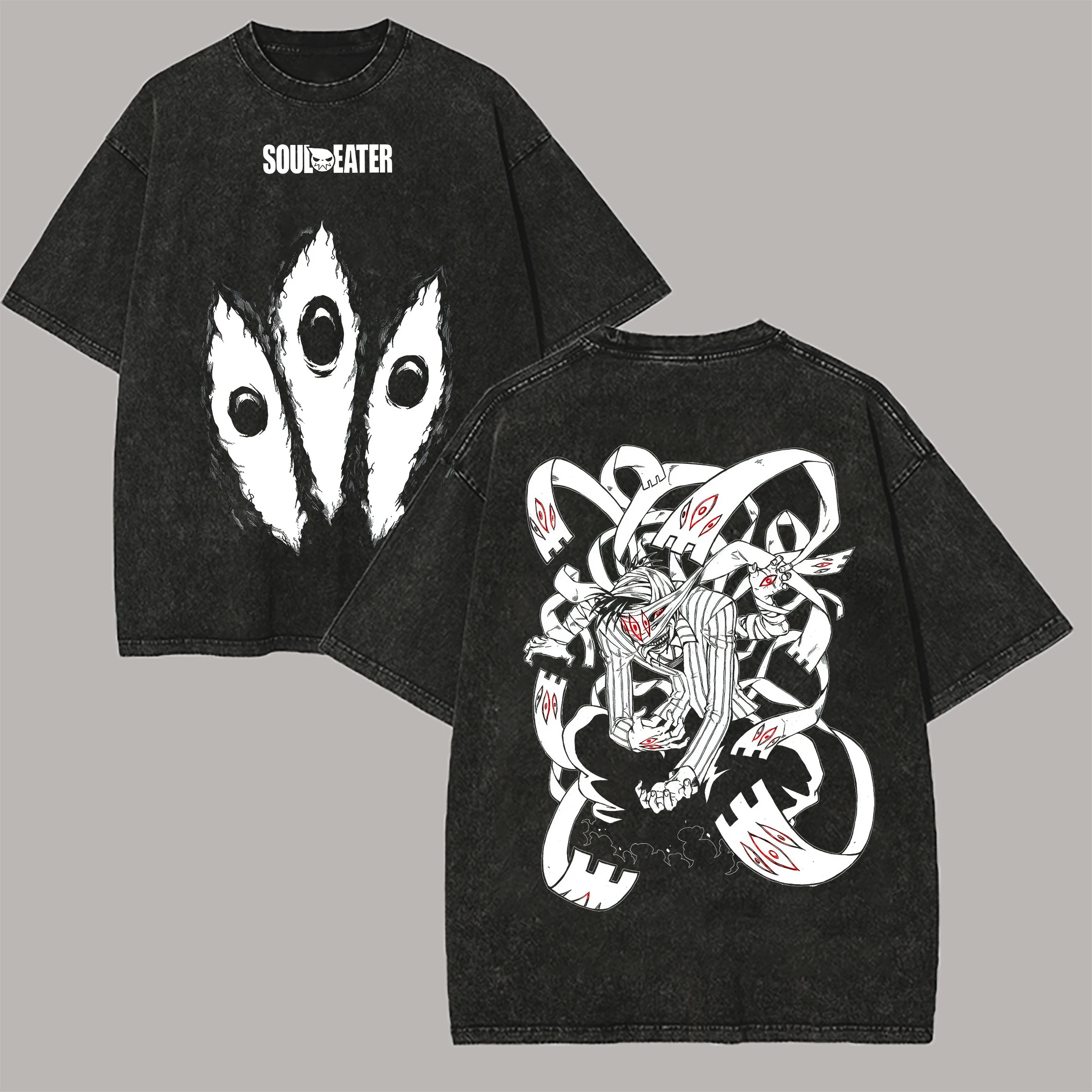 Soul Eater hot product New Model Washed T-shirt personality Clothes Retro Fashion Streetwear Trendy Couples Comfortable Classic