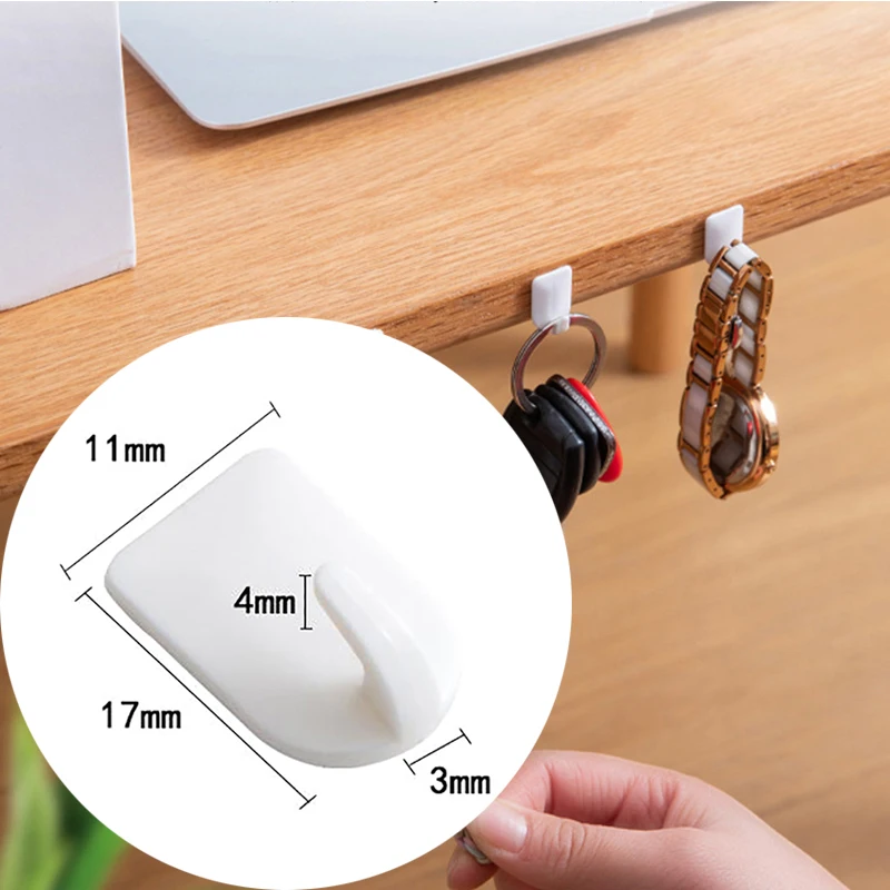 

10Pcs Mini Small Hooks Multi-purpose Strong Adhesive Hanging Keys Necklace Decorations Small Hooks Household Products