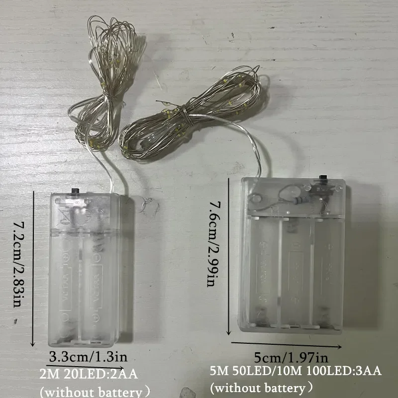 1 متر 2 متر 5 متر 10 متر 20 متر الأسلاك النحاسية LED صندوق بطارية سلسلة أضواء عطلة الإضاءة الجنية أضواء لعيد الميلاد حفل زفاف الديكور #6