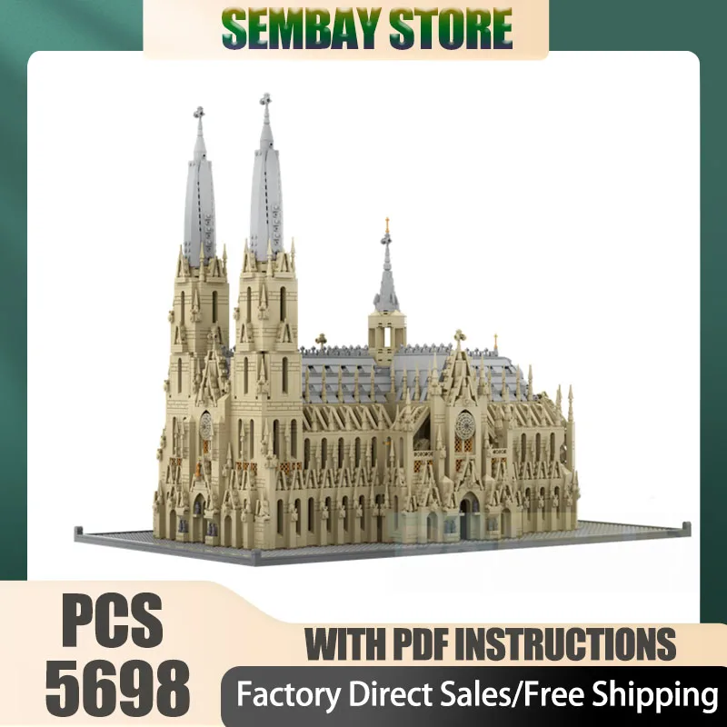 

City Street View Model Moc Building Bricks Modular Cologne Cathedral Model Technology Blocks Christmas DIY Toy Construction Gift
