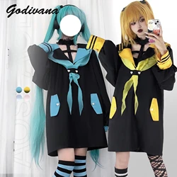 Halter Contrast Color Loose Sailor Collar Long Shirt Cosplay Clothing Women Girls Long Sleeve Pullover Top Hoodies