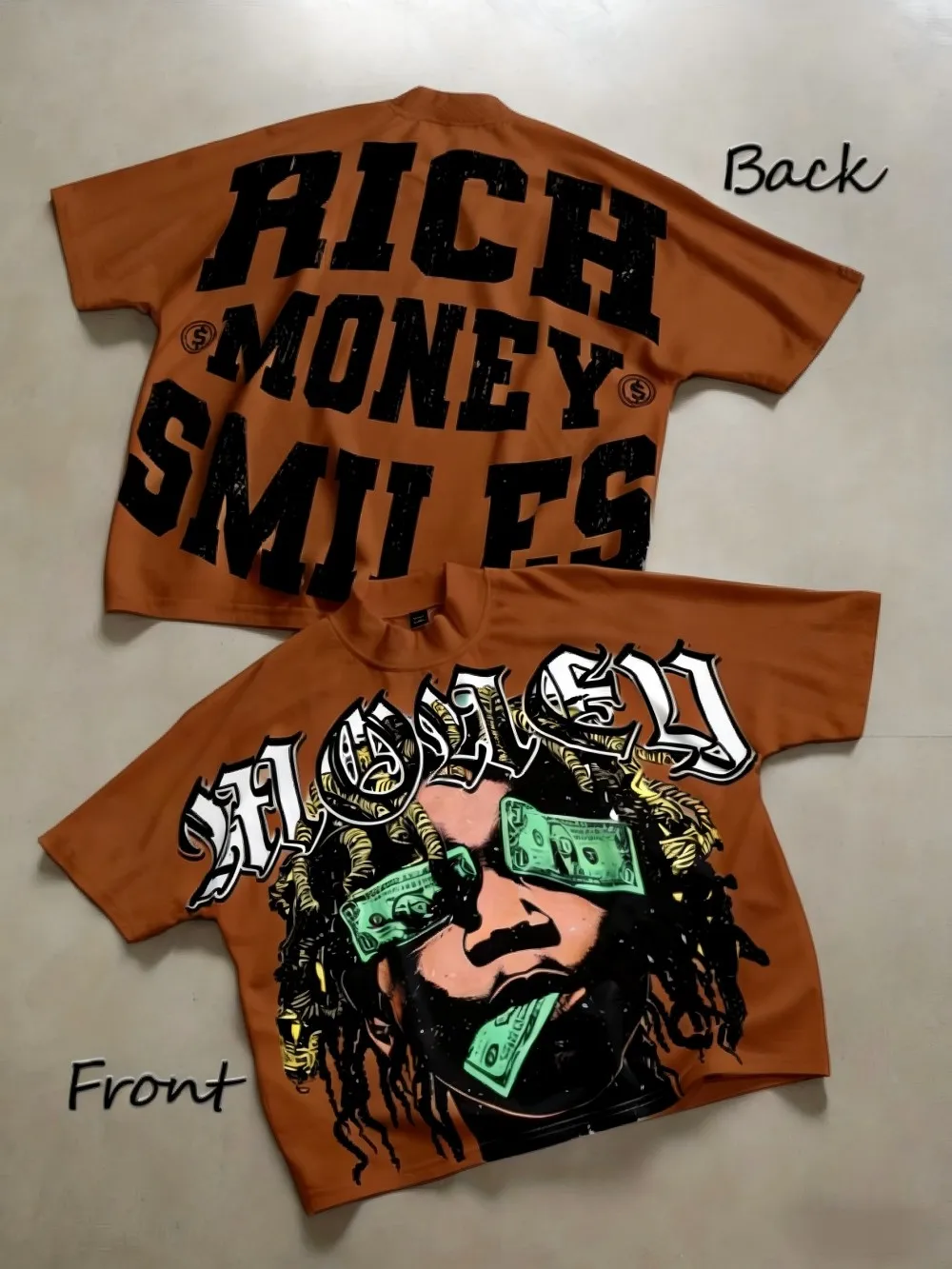 Europäisches und amerikanisches Herren-Sommermode-T-Shirt mit „Wealth“-Aufdruck, bequem, atmungsaktiv, Rundhalsausschnitt, Outdoor-Street-Top – Detail 8