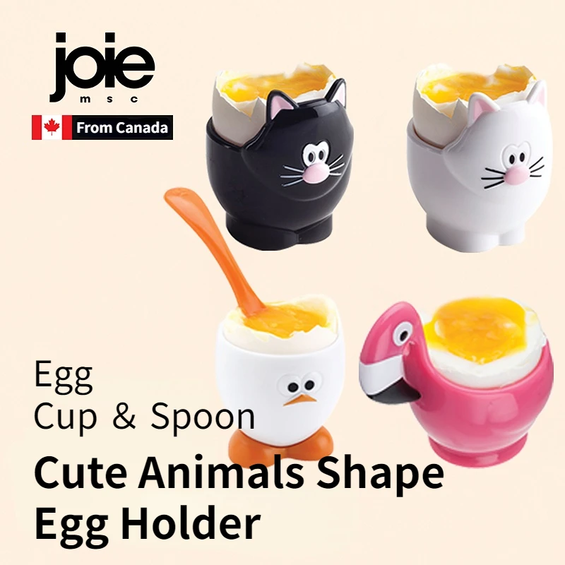 joie Egg Cup ＆ Spoon Egg Cup Plastic Egg Tray Creative Egg Holder Cute Home Tableware for Cooked Eggs Egg Tools Kitchen Gadgets