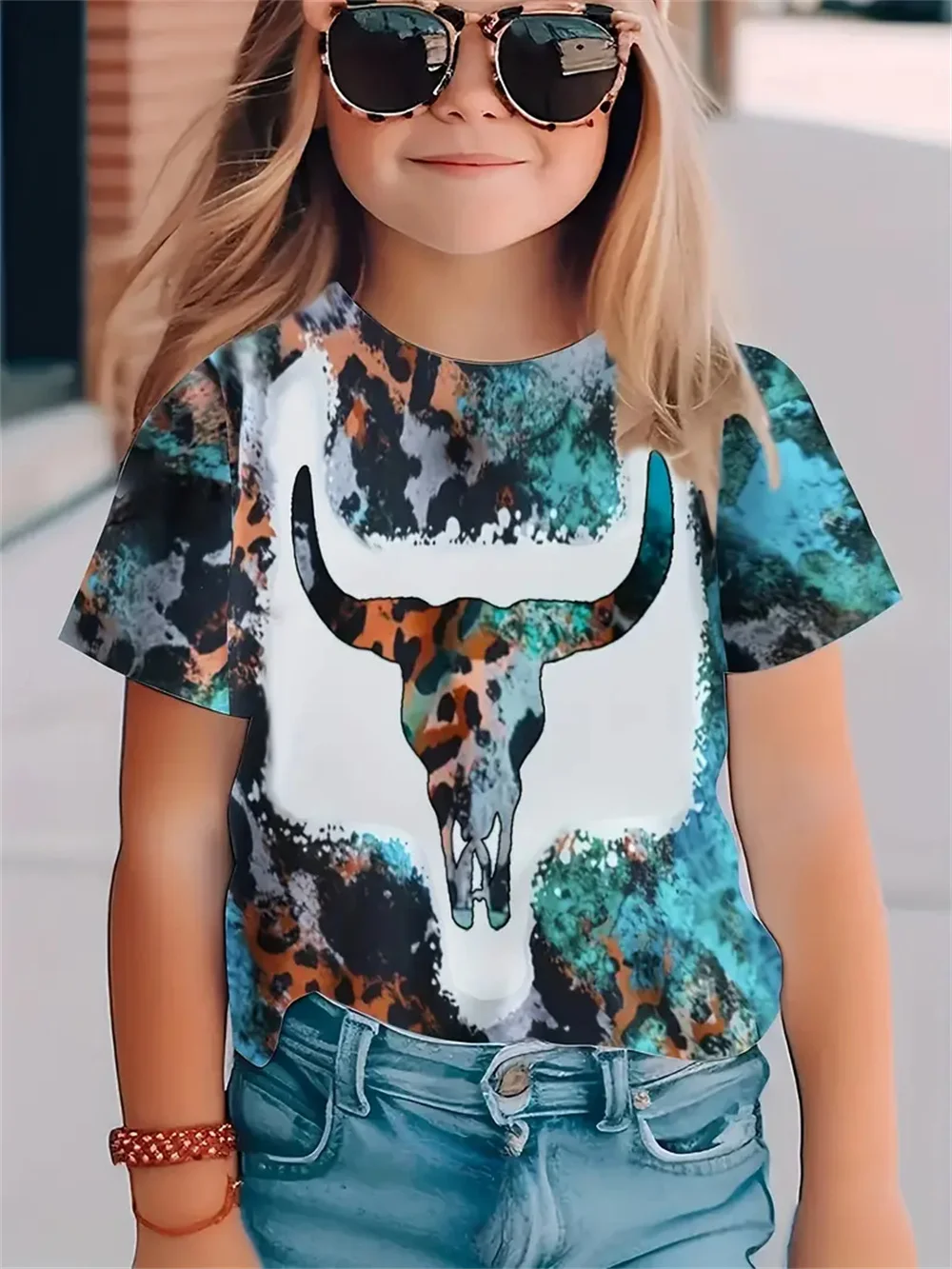 

2025 Ethnic Style 3d Print Girl T Shirts Kids Gift Tee Fuuny T Shirt For Girls Short Sleeve Casual Top Tee Children's Clothing