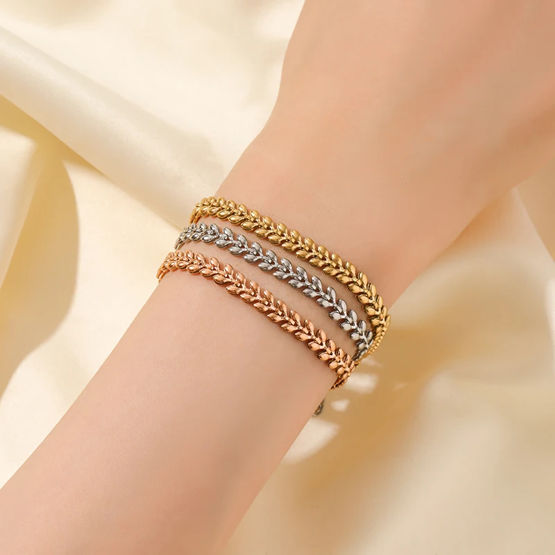 EILIECK 316L Edelstahl Mode-Armreif für Frauen, Exquisite Goldene Metall-Textur, Wasserdichter Schmuck, Strandgeschenk für Mädchen – Detail 10