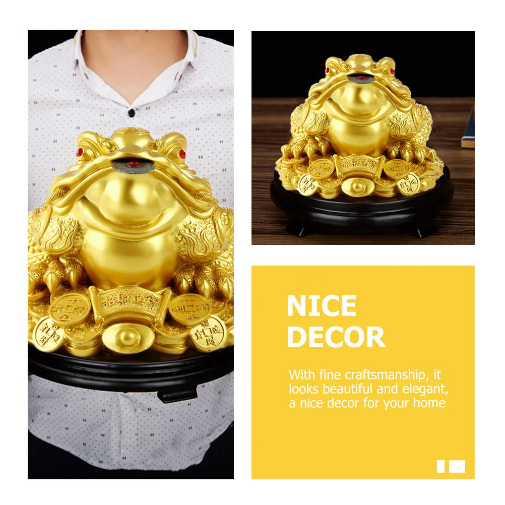 

2Pcs Wealth Frogs Statues Golden Toad Decoration Resin Toad Ornament Exquisite Craftsmanship Desktop Decor