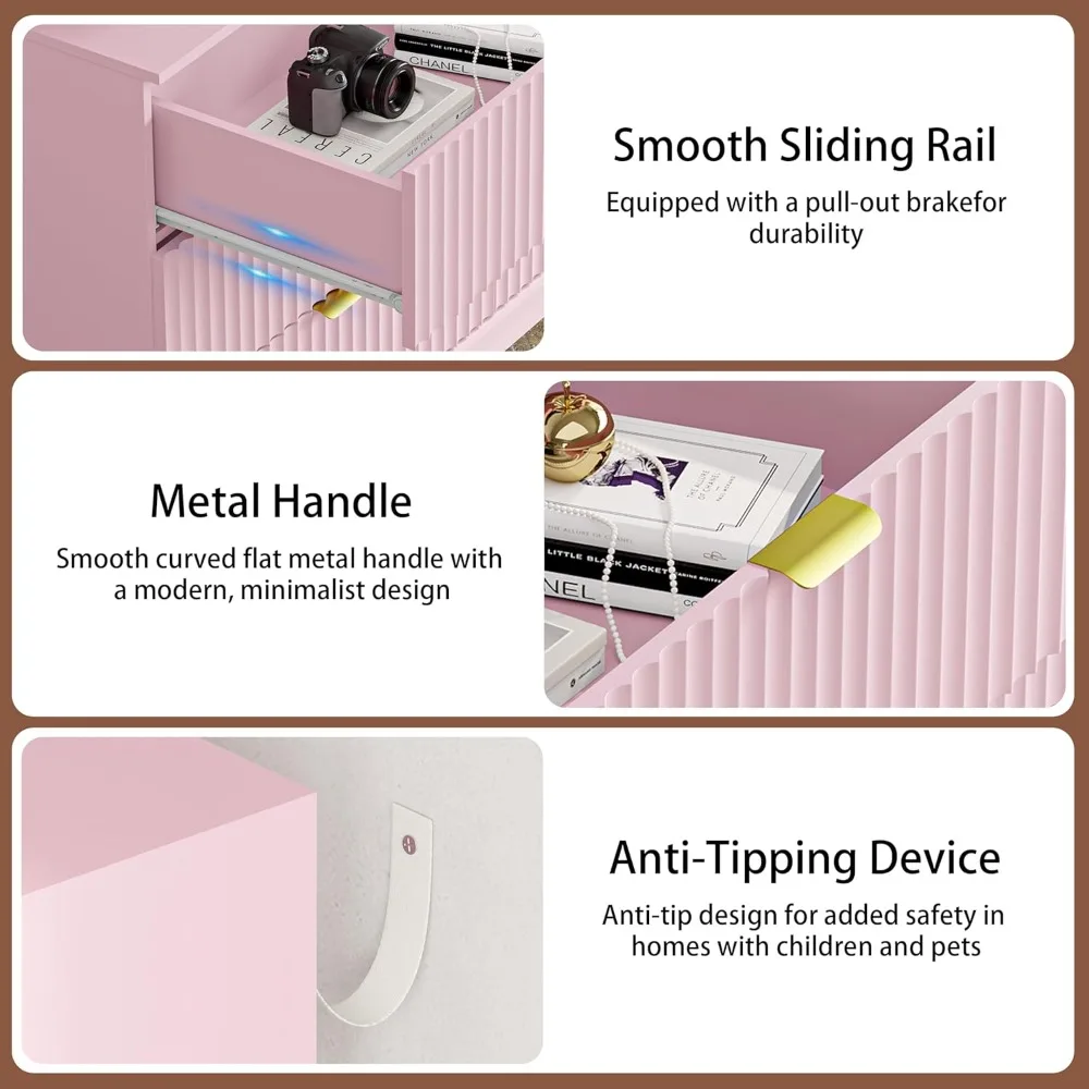 

8 Drawer Dresser for Bedroom, 47''W Fluted Wooden Dresser Storage Cabinet and Chest of Drawers with Metal Handle, Customized