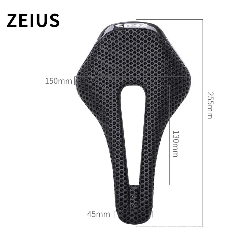 ZEIUS Carbon Fiber 3D Printed Bike Saddle Ultralight Bicycle Cushion Breathable Hollow Road MTB Mountain Bike Seat