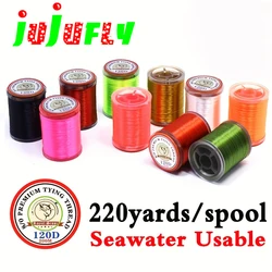 New 220yds/spool 120Denir super fine saltwater fly tying thread with high breaking force all purpose fly fishing tying thread