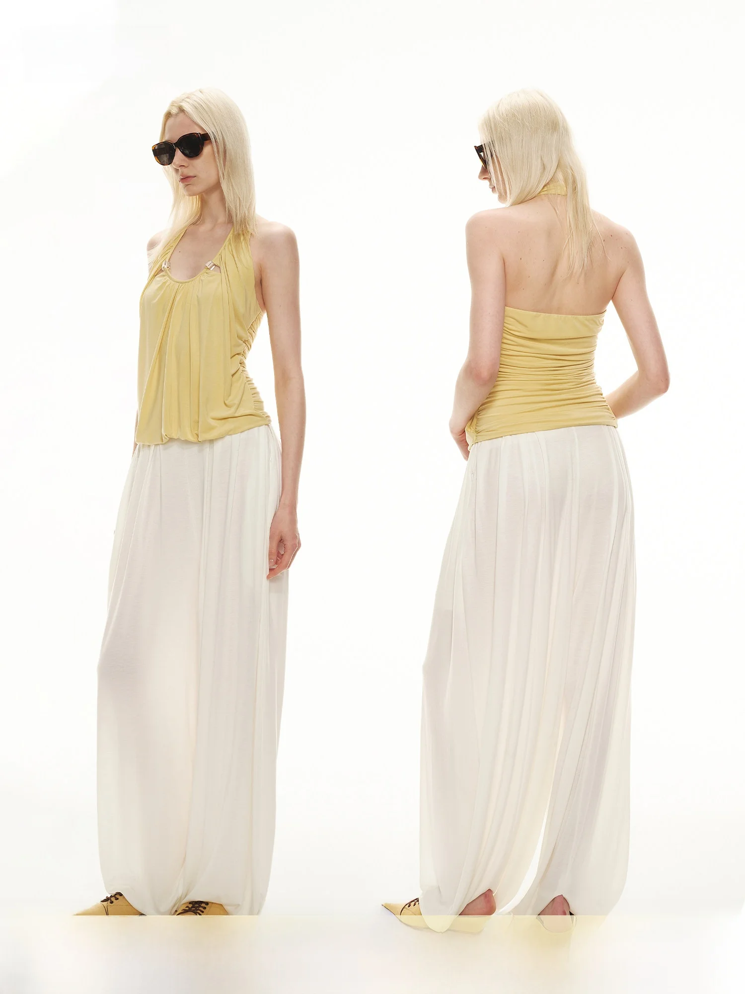 PRRP Selective Modal Asymmetrical Hemline Necklace Vest Exquisite Beaded Clavicle Bared Slimming Top Women's Fashion