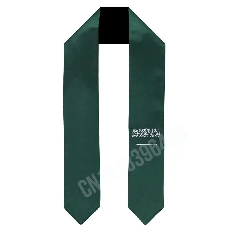 Saudi Arabia Flag Scarf Top Print Graduation Sash Stole International Study Abroad Adult Unisex Party Accessory