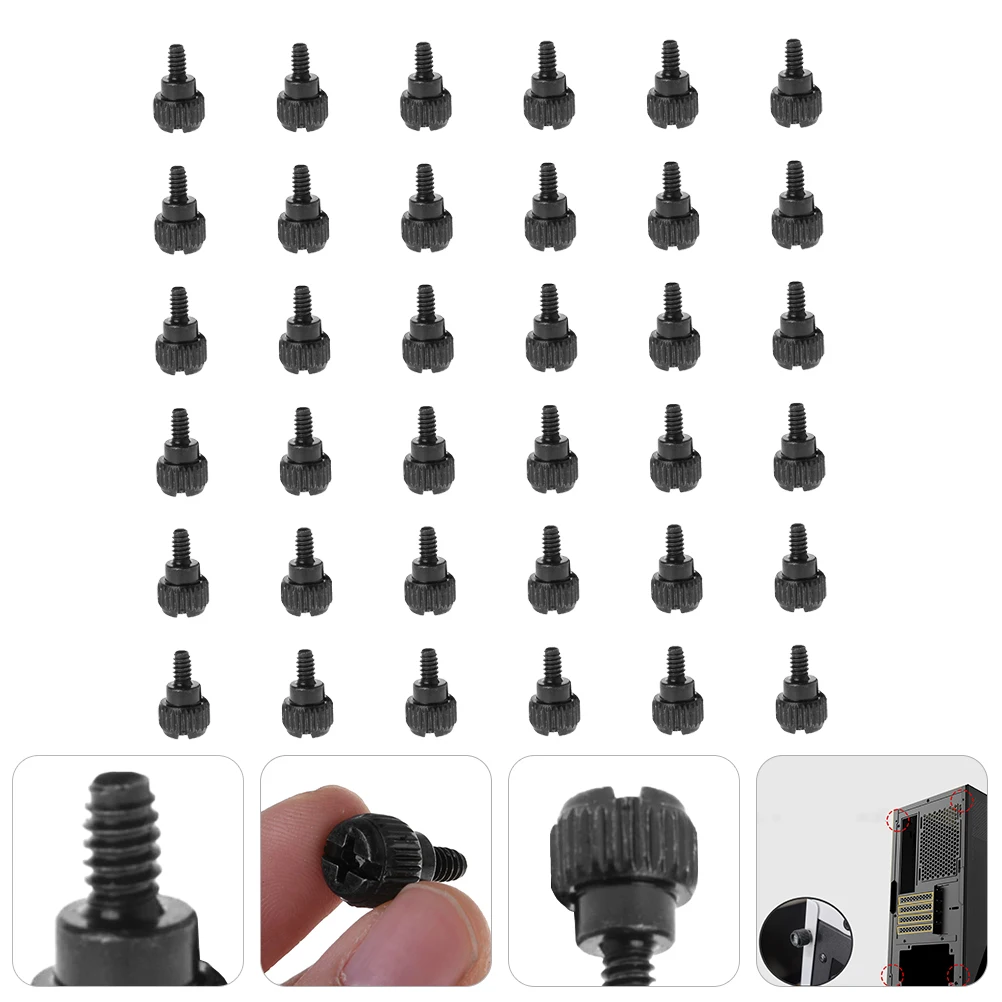 100pcs Computer Case Screws Black Thumb Screw Replacement Chassis Fixing Knurled Thumbscrews Easy Install Long Service Anti Rust