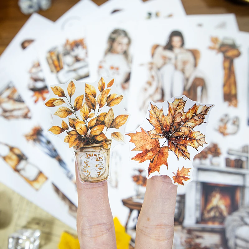 A5 Vintage Afternoon Reading Character Flower Landscape Sticker Book Creative DIY Journal Material Collage Stationery