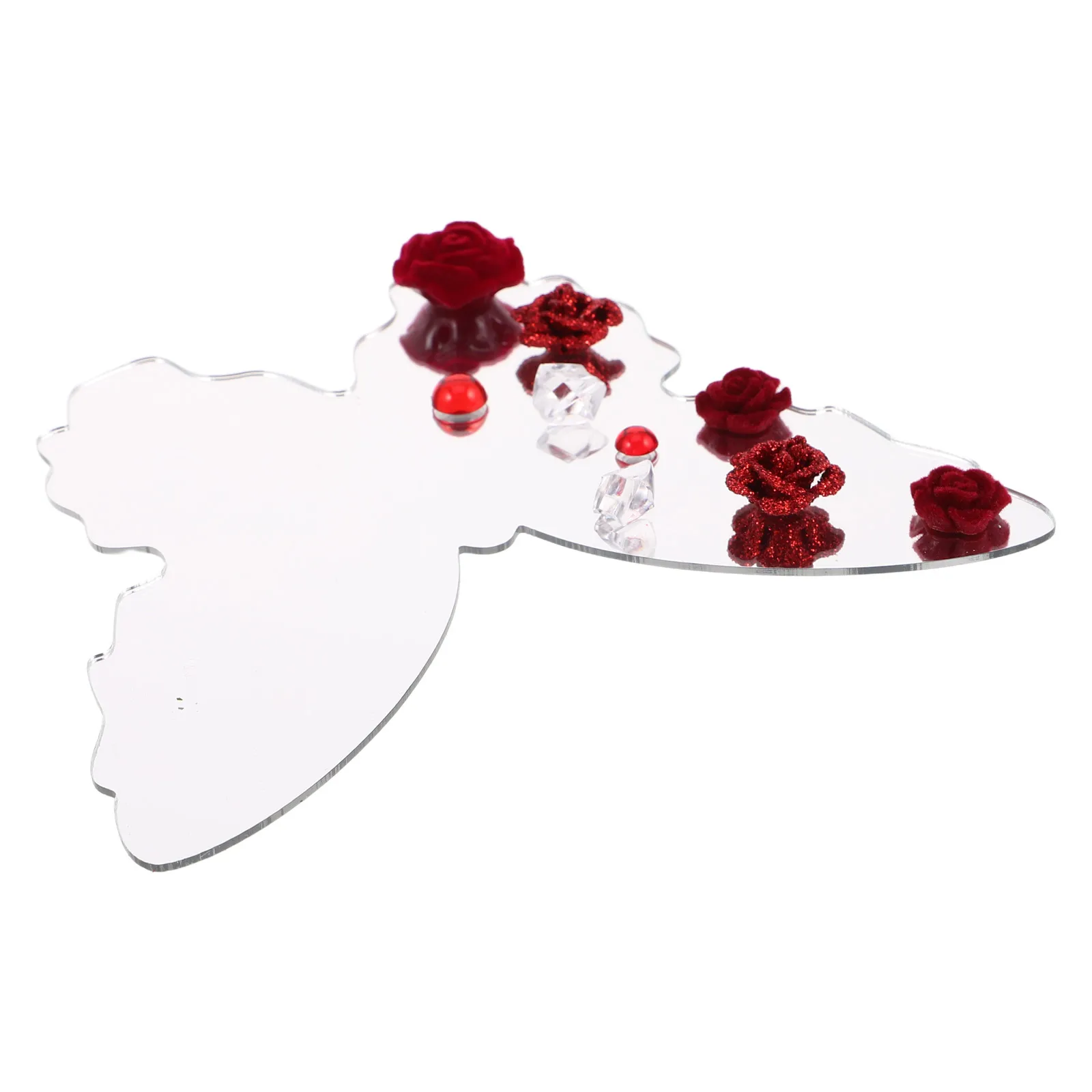 

Acrylic Cake Decoration Butterfly Mirror Rose Valentine Material Versatile Use Wedding Birthday Supplies