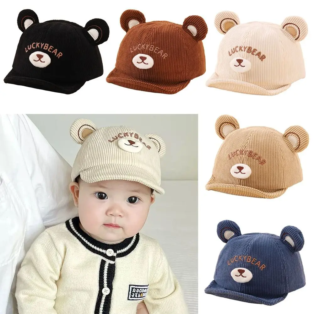 

Кепки для мальчиков и девочек, вельветовая детская бейсболка, регулируемая шляпа от солнца с медвежьими ушками, солнцезащитная кепка для маленьких мальчиков и девочек