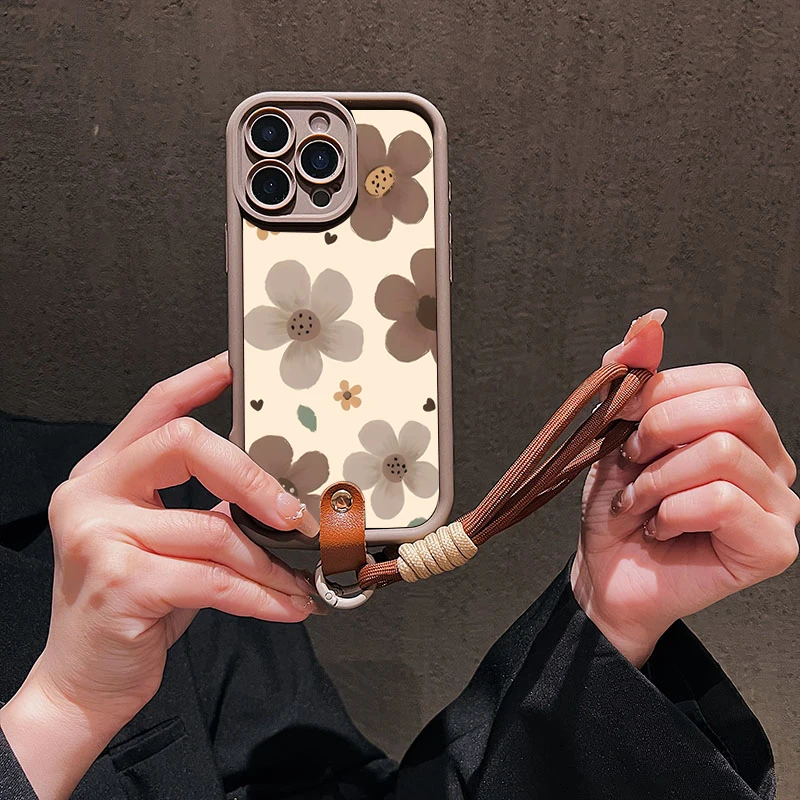 Retro-Blumenmuster Lanyard-Handyhülle für Samsung Galaxy Note 20 S24 S25 S26 Plus S24 S23 FE S23 S24 S25 Ultra A56 Cover – Detail 2