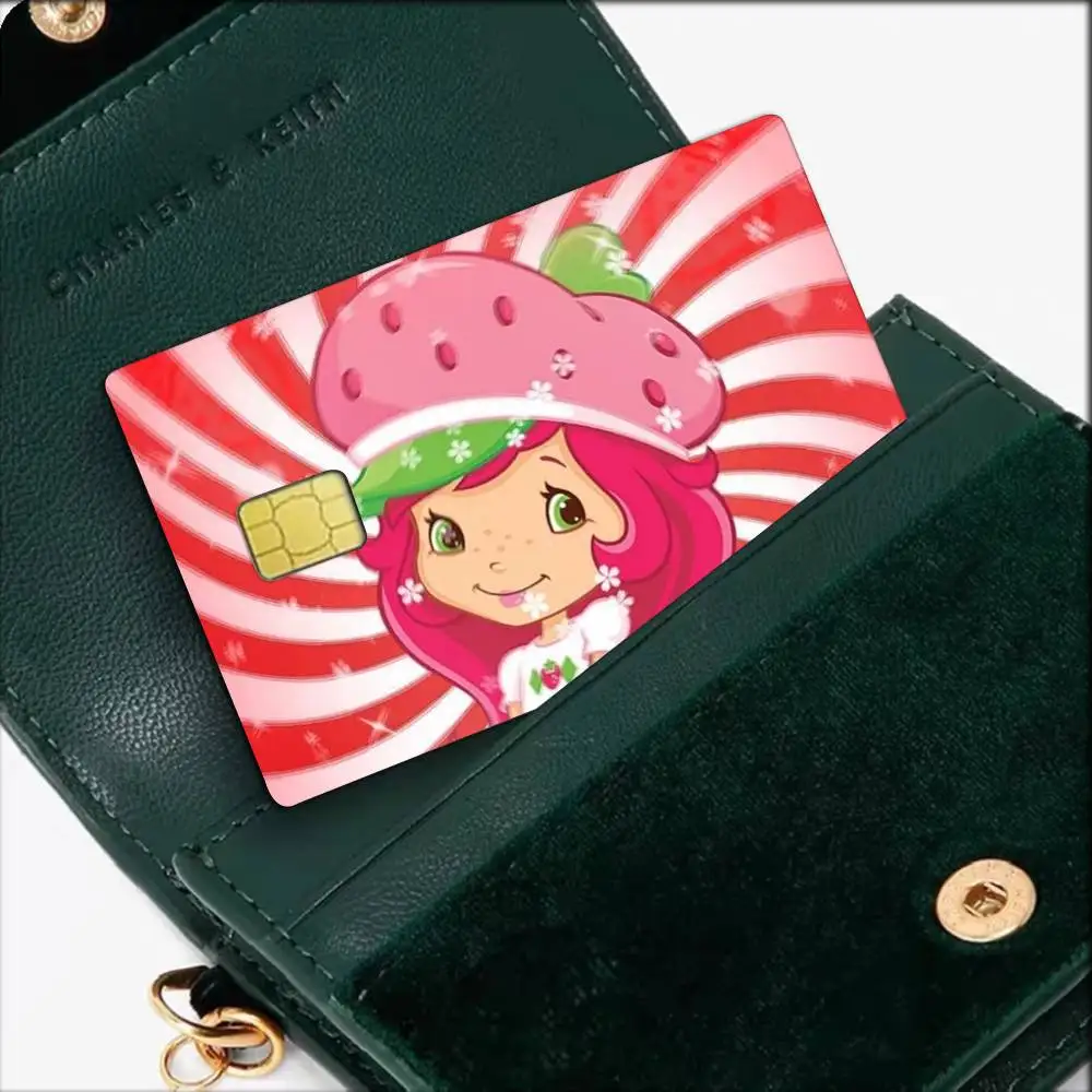 Cute S-Strawberry S-Shortcake-Girl   Waterproof Film Skin Cover Credit Card Stickers Debit Front Bank Bus Pass