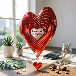 Decoración giratoria con corazón 3D metálica para gatos y perros