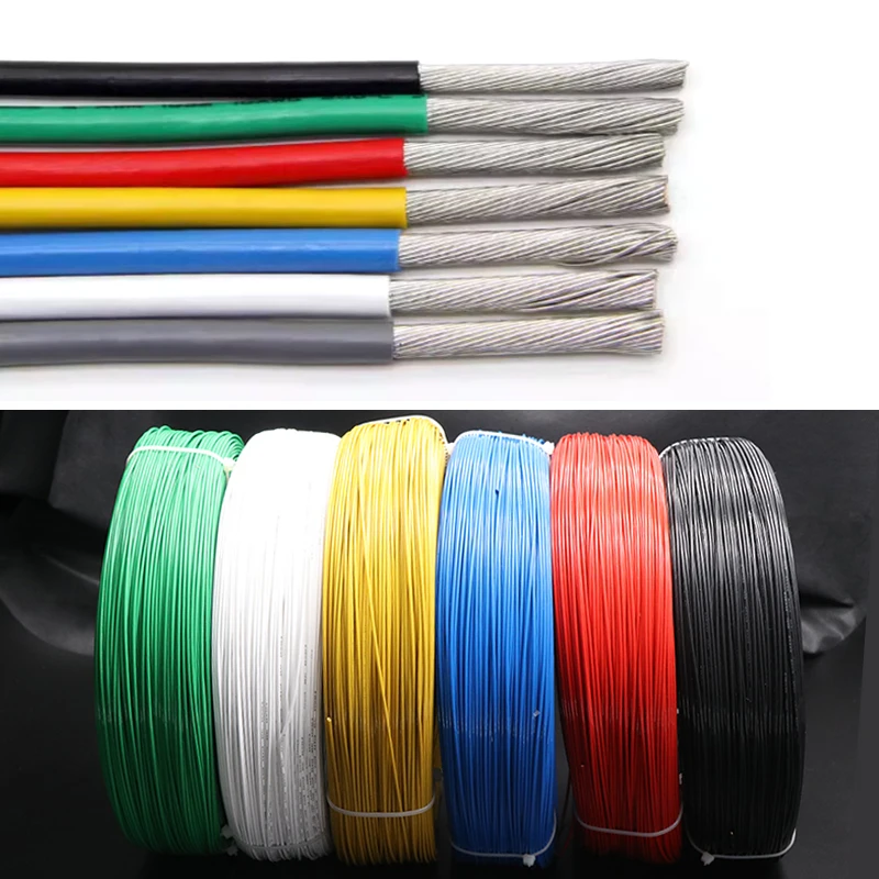 1~100M Black Red UL1332 PTFE Wire 30 28 26 24 22 20 18 16 14 13 12 11 10AWG FEP Insulated Tinned Copper Cable for 3D Printer