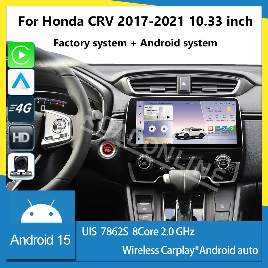 For Honda C-RV  CRV Breeze 2017-2021 Factory+Android system Android 15 8 Core   Car Multimedia Player Stereo Receiver Radio