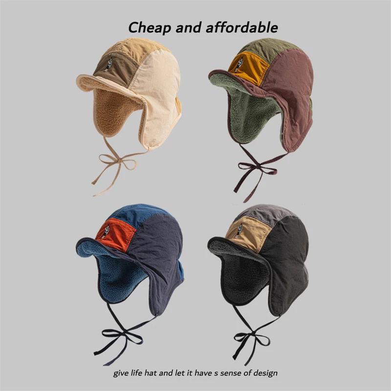 Vintage Velvet Warm Lei Feng Hat The Same Riding Windproof Leisure All-in-one Ear Protection Hat Fashion Strap Pilot Cap Women