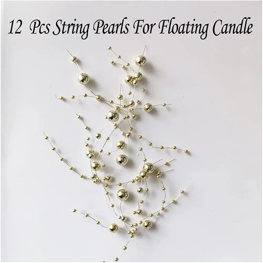 12 Pcs Artificia Pearl String Set for Floating Candles Vases Centerpieces, Faux Pearl Vase Filler for Wedding Table Centerpieces