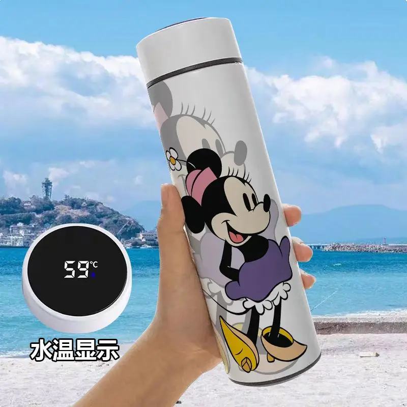 Mickey Minnie male and female couples new creative cartoon pattern intelligent temperature display stainless steel thermos cup