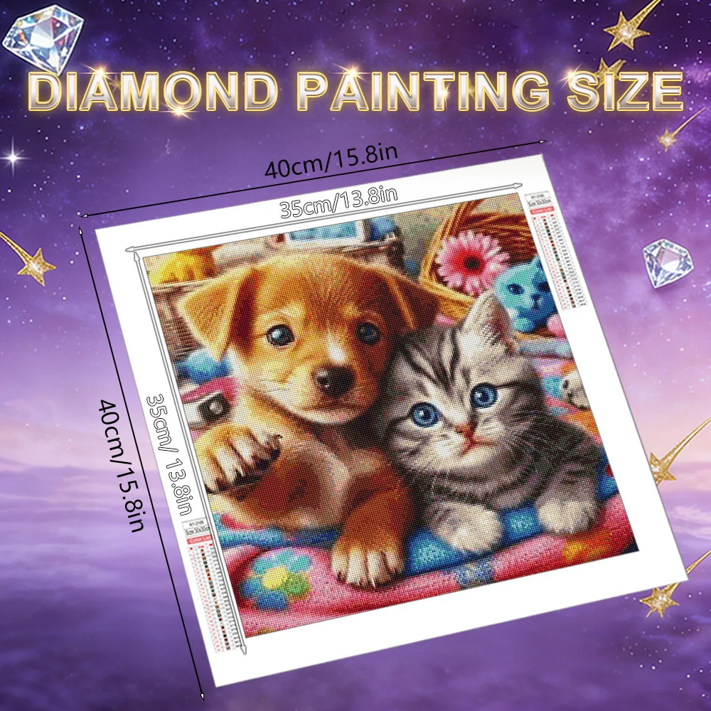 HUACAN 5d Diy Diamond Mosaic Cat Dog Animal Flower Handicrafts Diamond Painting Full Kits Rose Flower Home Decor Gift Art view 2