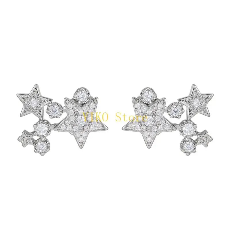 K32C Star Cluster Earphone Pair with Stone Detail for Daily Styling