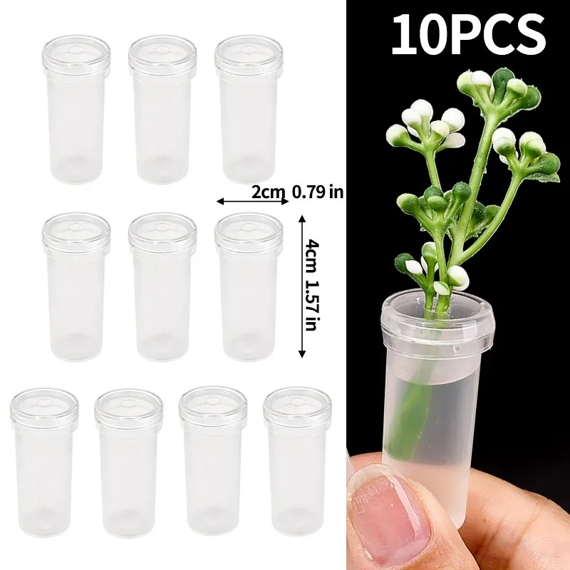 10 Pack Cut Flower Water Tubes with Caps Transparent Plastic Single Stem Hydration Vials for Flowers Bouquet Delivery Leak Proof view 6