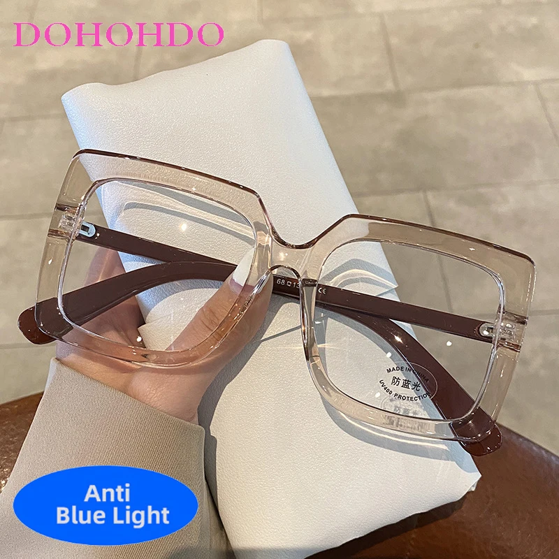 

Fashion Oversized Square Blue Light Blocking Glasses Women Men Trendy Designer Classic Optical Spectacle Protection Lentes Очки