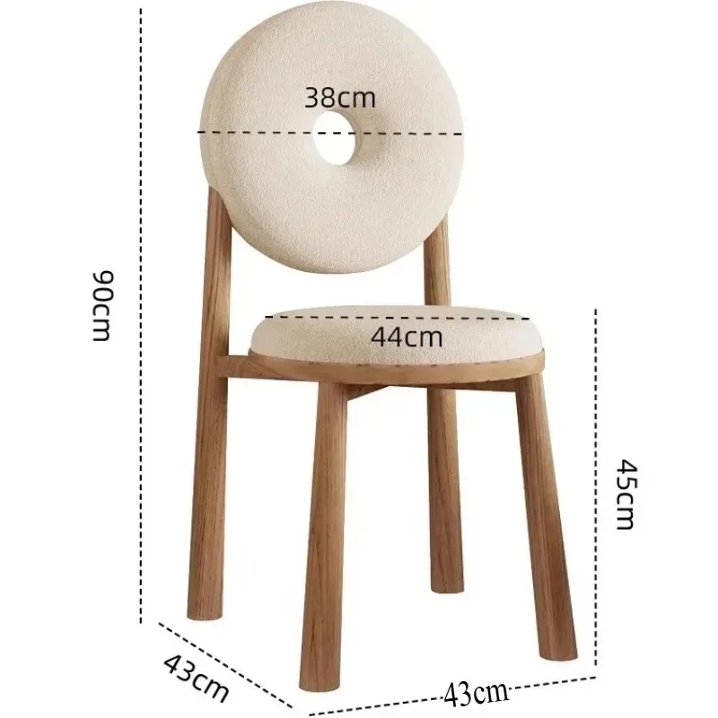 Luxury Nordic Donut Chair Lamb Wool Velvet Modern Backrest Living Room Makeup Chair with Wood Grain Transfer Printing