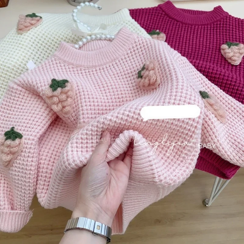 Свитер Children Clothing Korean 2023 Winter Round Neck Children Sweaters Fashion Girl Top Knitted Sweater Cute Kid Clothes Girl