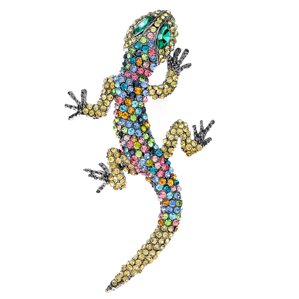 CINDY XIANG Rhinestone Lizard Gecko Brooches For Women Animal Pin Large Design 2 Colors Available New Arrival 2023