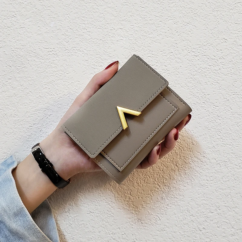 New Style Fashion Leather Small Women Wallet Coin Purse Card Holder Hardware Mini Purse