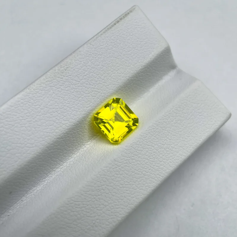 VANTJ Yttrium Aluminium Garnet YAG Loose Gemstone Asscher Cut Created Gems Yellow Color for DIY Jewelry Making