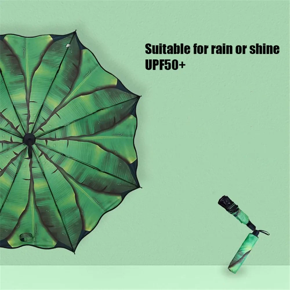 Folding Parasol Umbrella for Men Women Rain and Sun Travel Banana Leaf Umbrella Manual Uv Rain Gear Household Merchandises