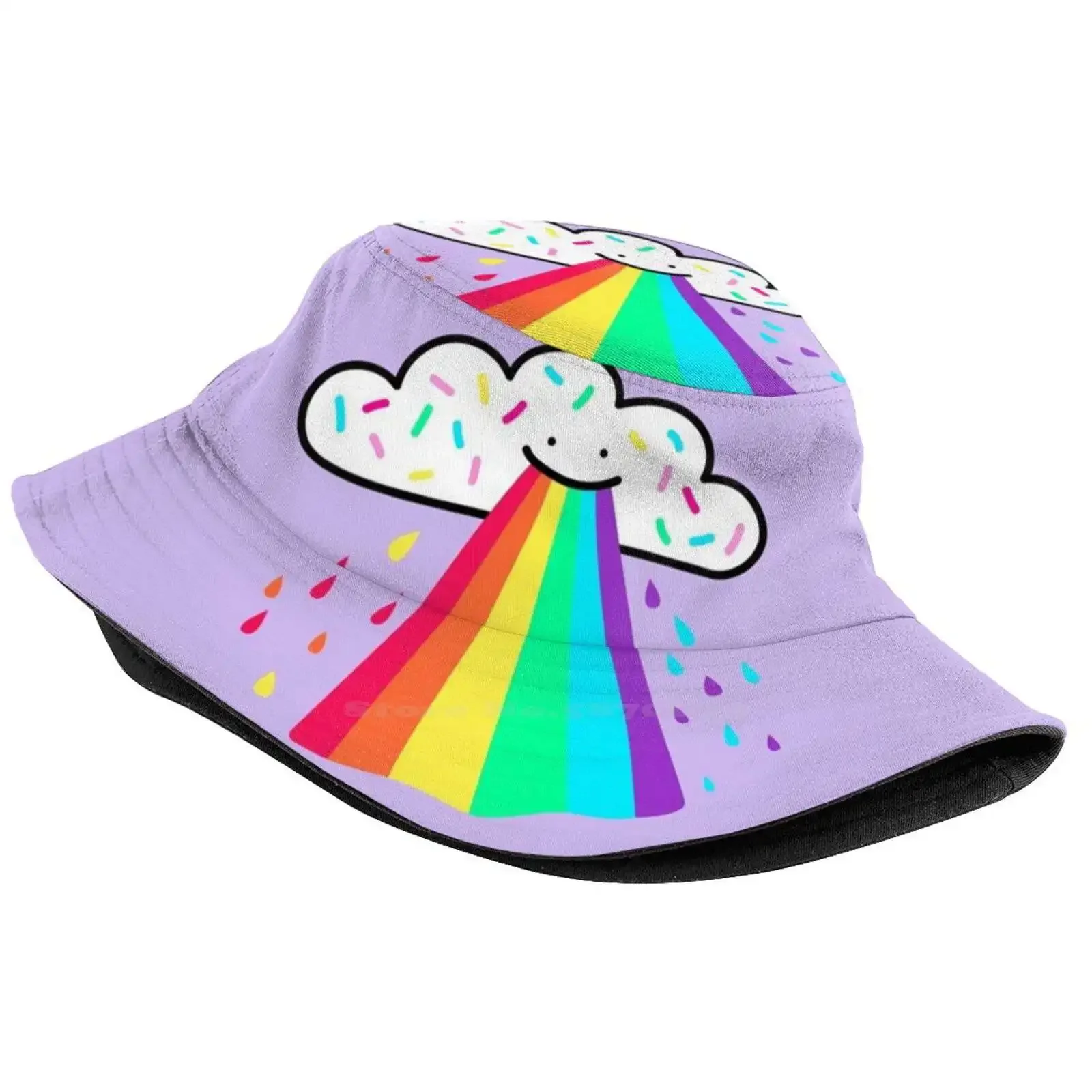 Rainbow Blast Unisex Summer Outdoor Sunscreen Hat Cap Supercutebowl Fluffy Adorable Aww Clouds Sprinkles Rainbows Cutie Sweet