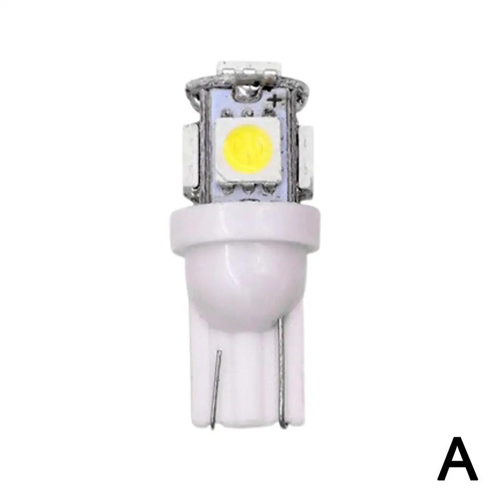 หลอดไฟ W5W T10 5W5 1ชิ้นหลอดไฟ LED 5050 5SMD 12V สำหรับอ่านหนังสือภายในรถมอเตอร์ไซด์แผ่นป้ายทะเบียนทรงโดมไฟโคมไฟท้ายรถ Z3I0 Si