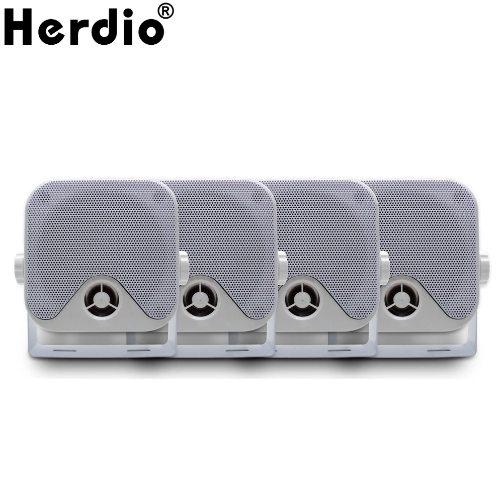 

Herdio 4PCS Marine Box Speaker Waterproof Boat Stereo Speakers 400W 4" Wall Surface Mounted For Car Boat Yacht ATU UTV SPA