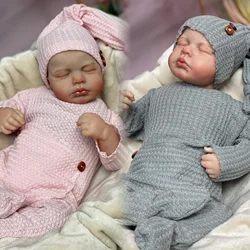 48cm Loulou Twins Bebe Reborn Dolls With Painted Hair Handmade Lifelike Realistic Muñecas Reborn For Family's Gift