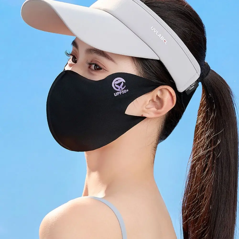 Breathable Sunscreen Face Scarf Ice Silk Mask Face Mask Solid Color Face Cover Summer UV Protection Face Gini Mask Outdoor