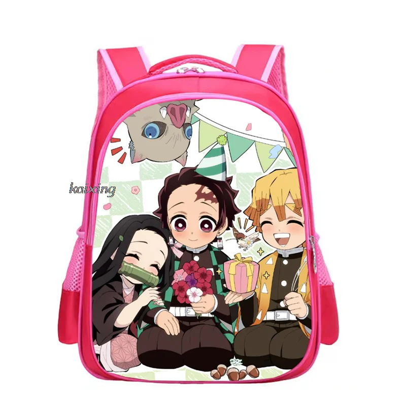 Moda 14 cali Mochila Kpop Anime pogromca demonów torby szkolne dla dziewczynek chłopców ortopedyczna plecaki na ramię Mochila Infantil Purple