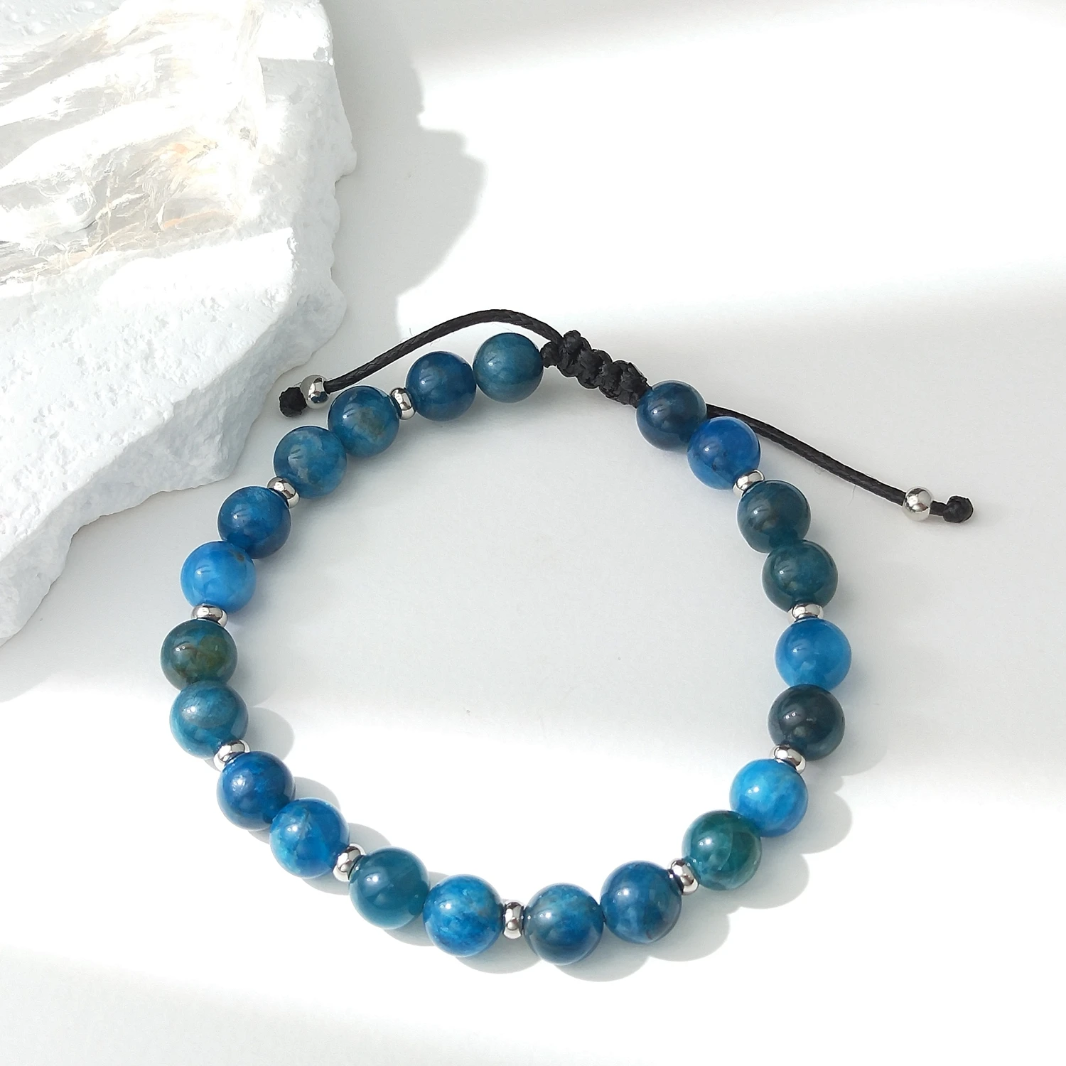 

Lii Ji Natural Stone Apatite 8mm Adjustable Bracelet for Male Jewelry 20-27cm