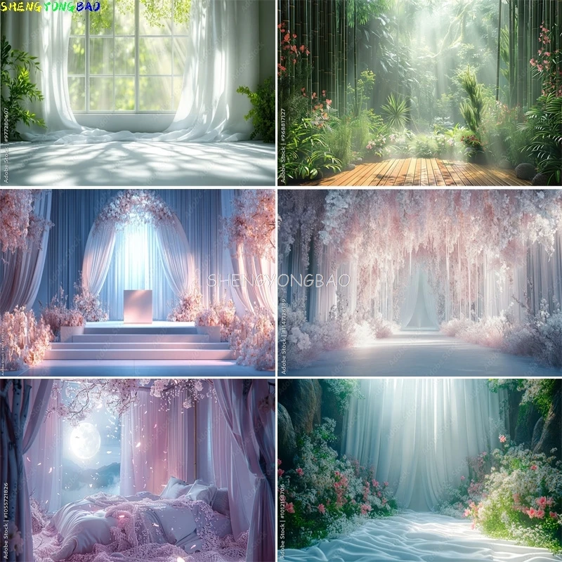 

Otherworldly Landscapes Dreamy Wedding Photography Backdrops Birthday Party Decor Aesthetic Bride Floral Photo Background HL-03