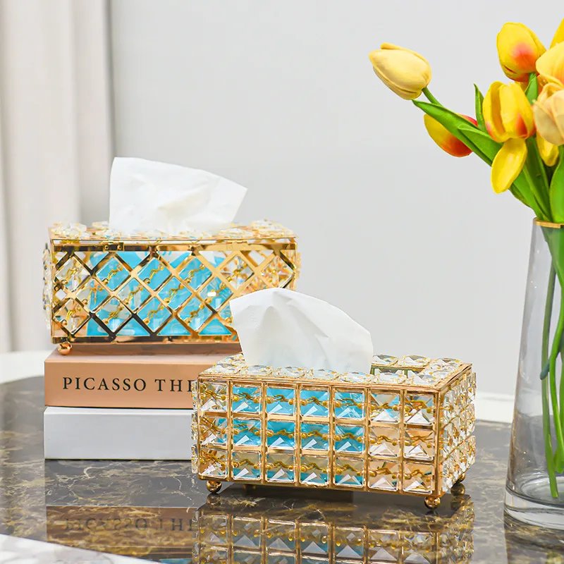 

Crystal Decorative Tissue Box Living Room High-end Modern Style Paper Creative Design Light Luxury
