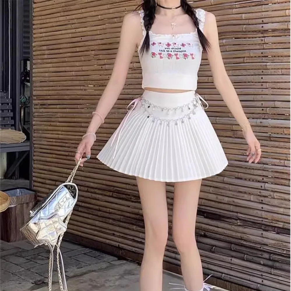 

Korean Popular Pleated Skirt Fashion All-match Slim Look High Waist A- line Skirt Summer College Style Uniform Skirts for Women