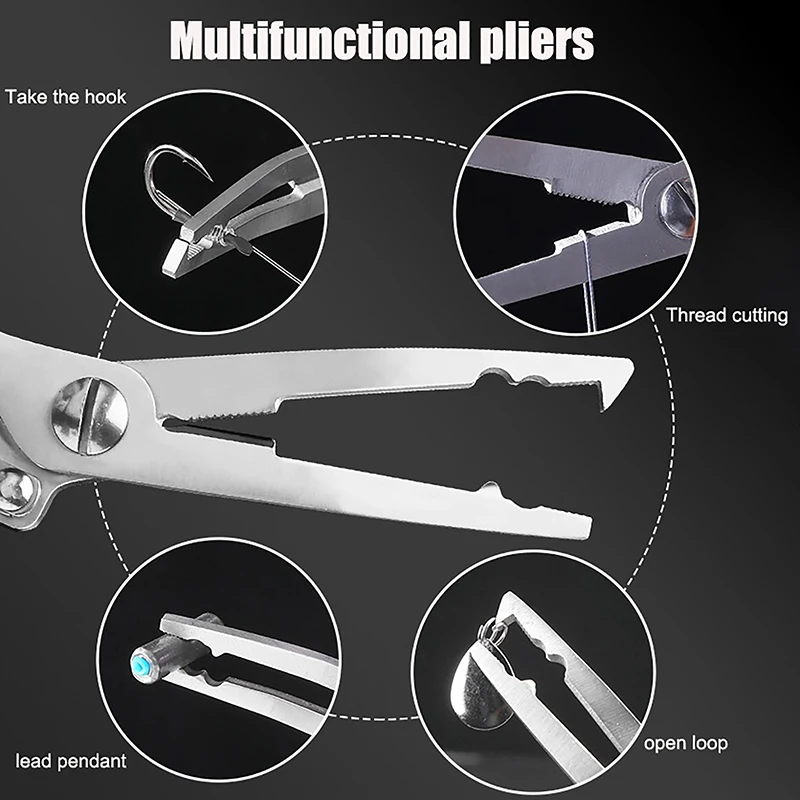 متعددة الوظائف الفولاذ المقاوم للصدأ منحني الفم الطريق كماشة كماشة الصيد مقص أدوات الصيد قوية الحصان خيط صنارة الصيد مقص