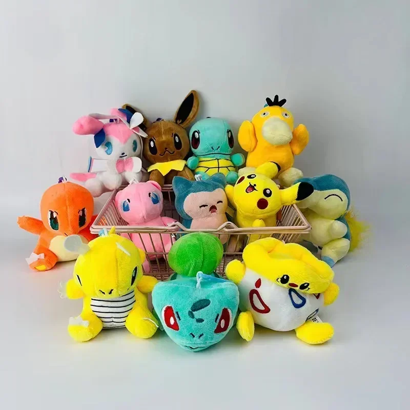 12PC/lot Bulbasaur Squirtle Charmander Plush Doll 10cm Pendant Stuffed Plush Gift Toy